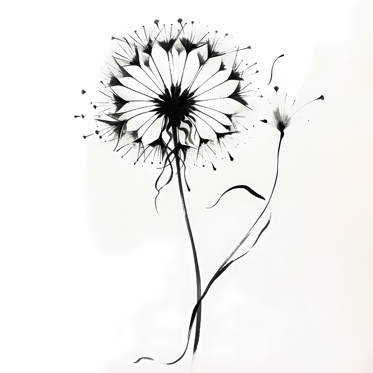 Dandelion,Black And White,Dandelion Flower
