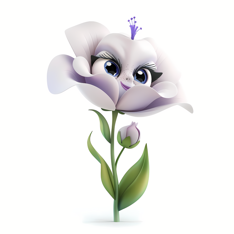 3d Cartoon Flowers,Flower,White