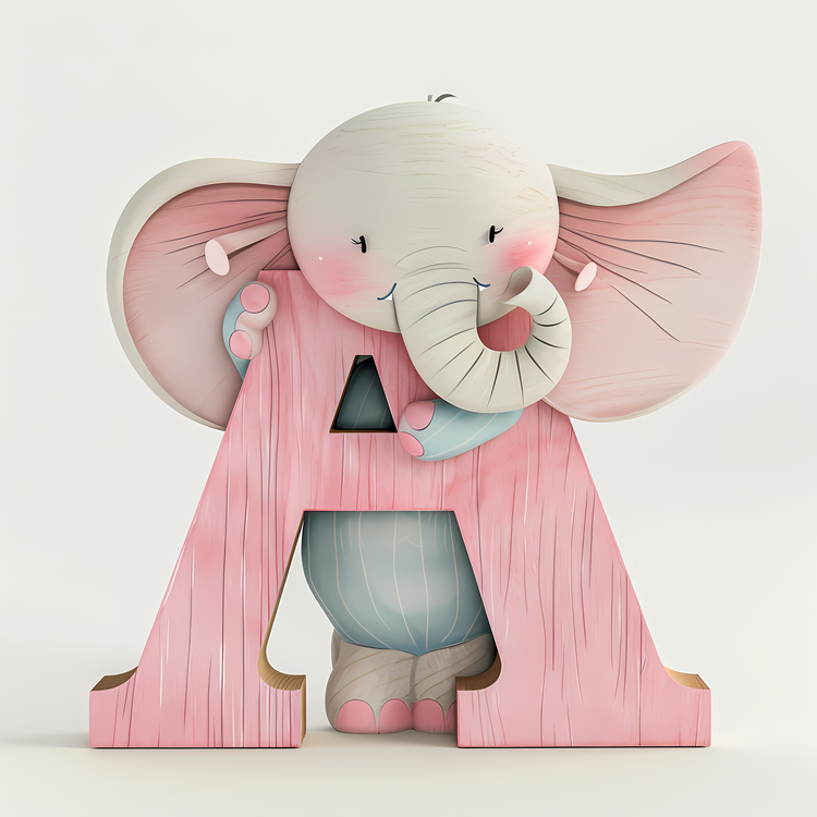 3d Cartoon Alphabet,Elephant,Letter