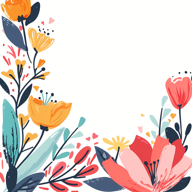 Corner,Floral,Watercolor