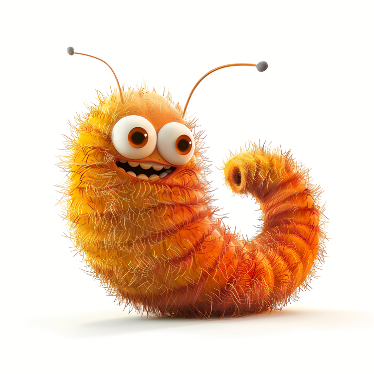 Fuzzy,3d Illustration Of Cute Bug,Adorable Insect Character