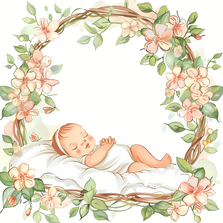 Newborn,Watercolor,Pink Flowers