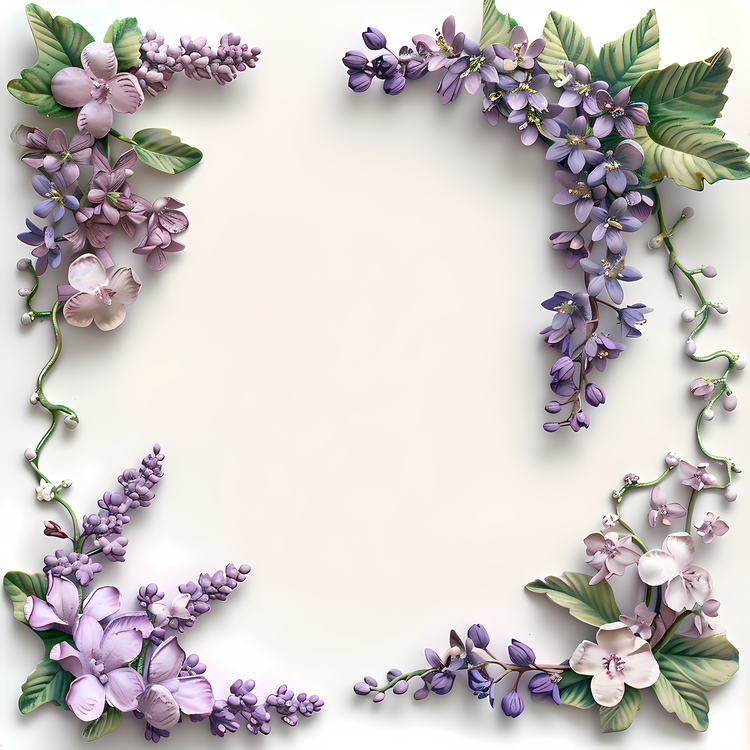 Summer Frame,Flower Wreath,Lila Flowers