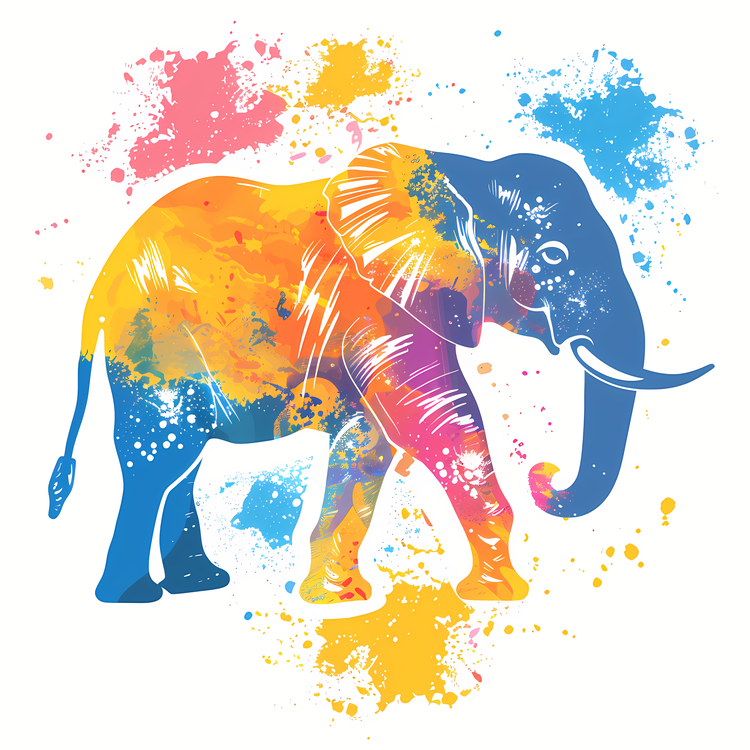 Songkran,Elephant,Watercolor Splashes