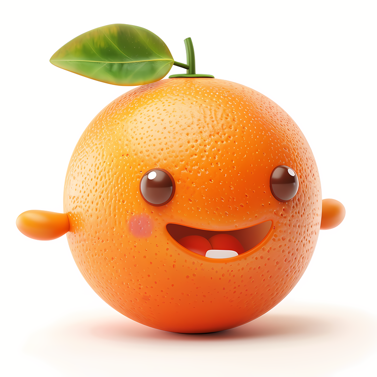3d Cartoon Fruit,Orange,Happy