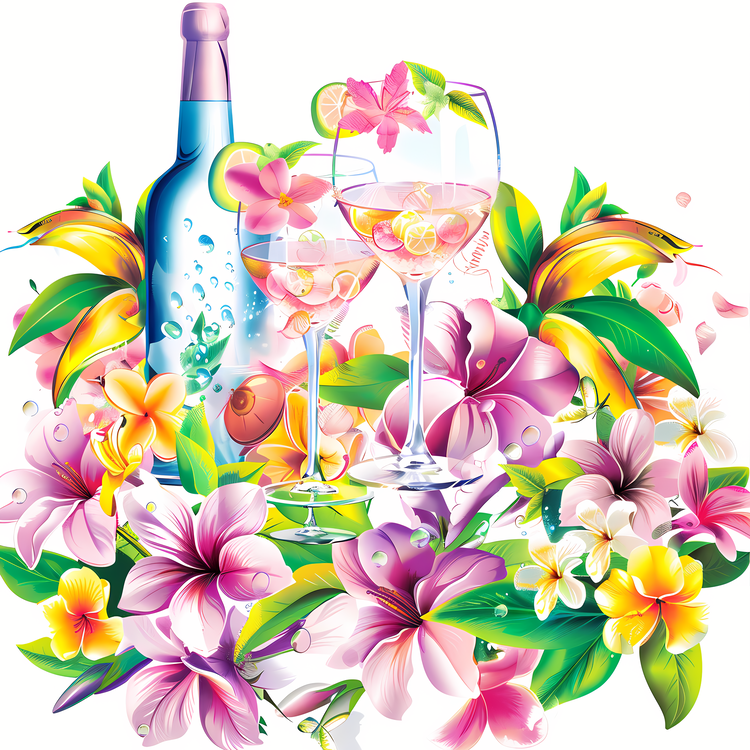 Spring Party,Flower,Glass Of Wine