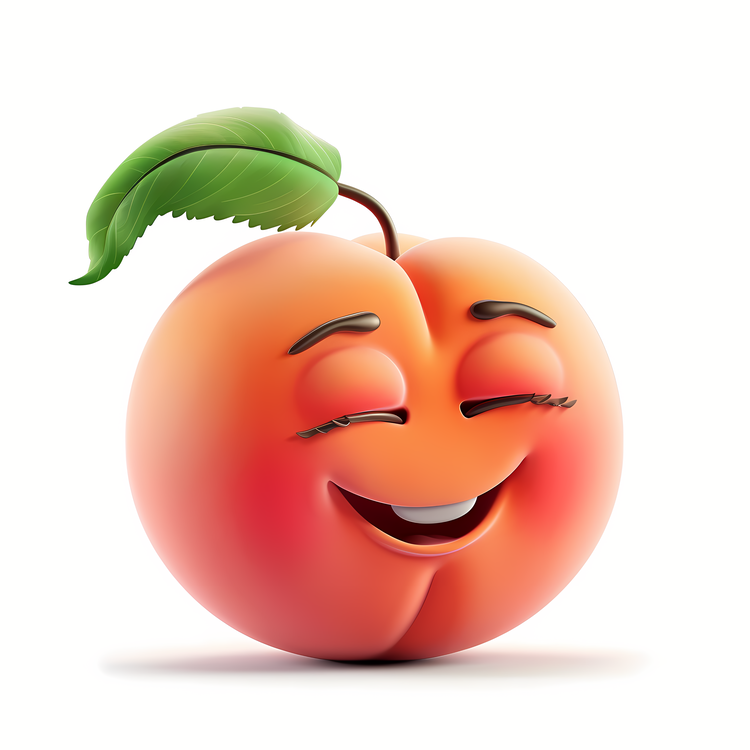 3d Cartoon Fruit,Smiling Peach,Happy Fruit
