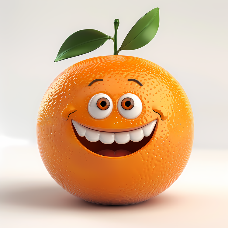 3d Cartoon Fruit,Orange With A Smile,Orange Smiling