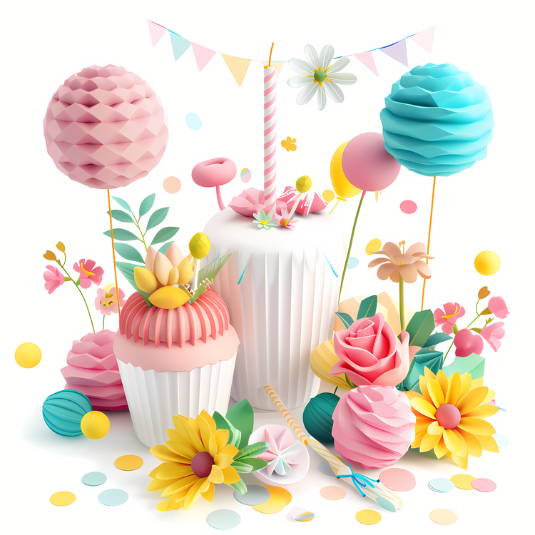 Spring Party,Cupcake,Flowers