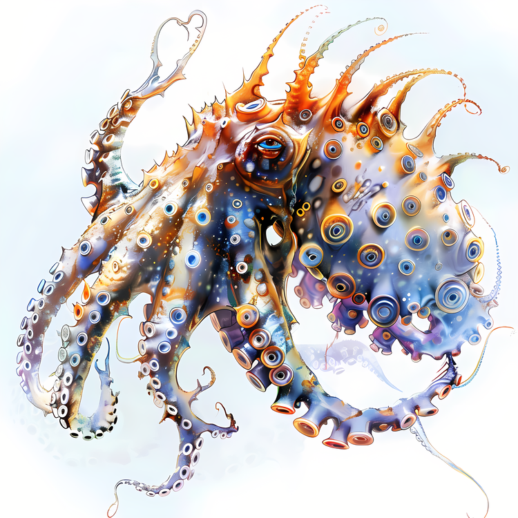 Octopus,Blue,Artwork
