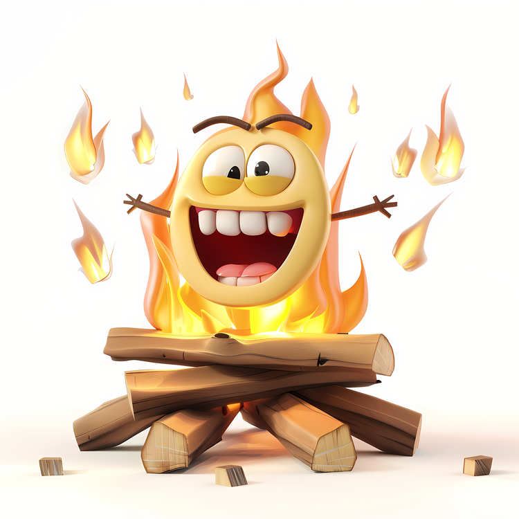 Om_hashoah,Burning Emojicon With Wide Open Mouth,Emojicon In Front Of A Fireplace