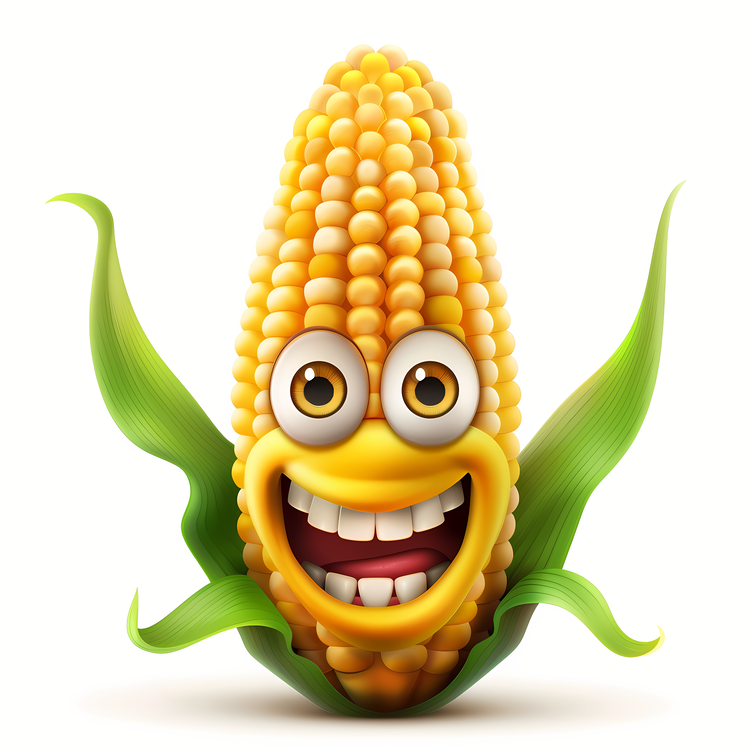 3d Cartoon Vegetable,Corn,Happy