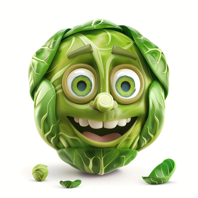 3d Cartoon Vegetable,Green,Smiling