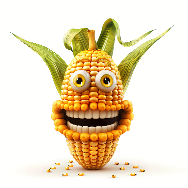 3d Cartoon Vegetable,Corn,Cob