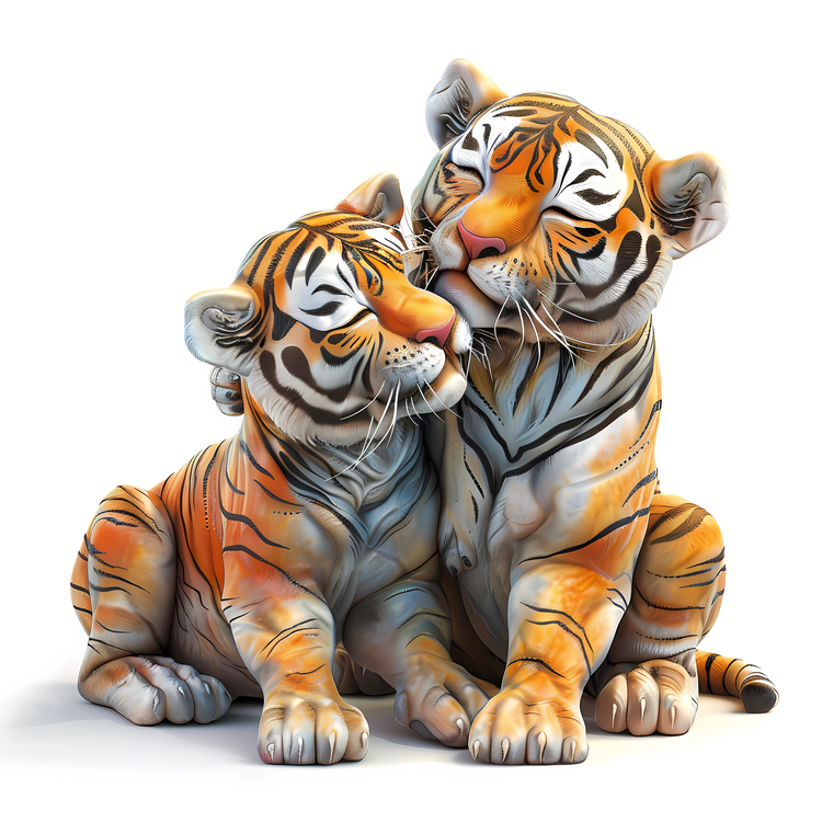 Kissing,Animal,Tiger