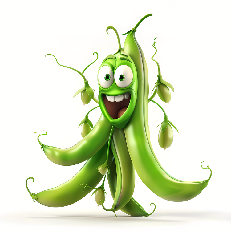 3d Cartoon Vegetable,Pea,Happy