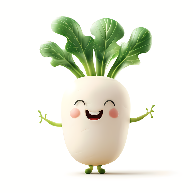 3d Cartoon Vegetable,Turnip,Cartoon