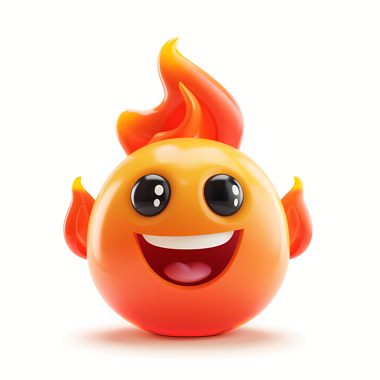 3d Cartoon,Fire Emoji,Flaming