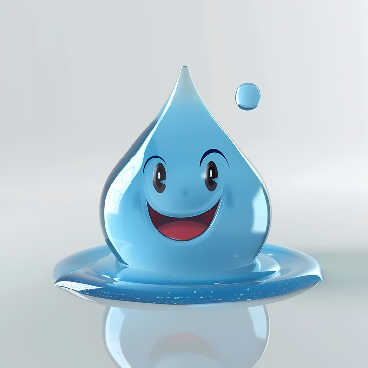 3d Cartoon,Water Drop,Happy Face