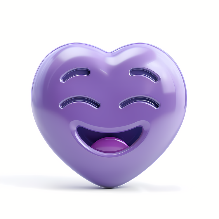 Emoji,Heart Shaped Emoticon,Purple Colored Emoticon