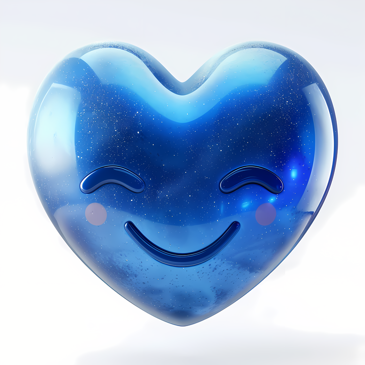 Emoji,Blue Glass Heart,Smiling Face