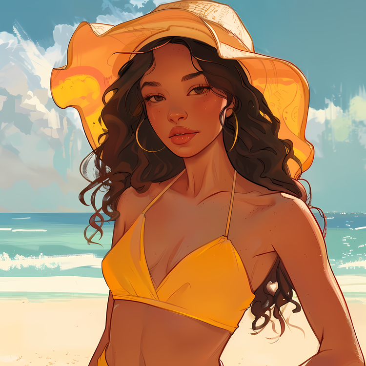 Summer Begins,Woman On Beach,Yellow Bikini