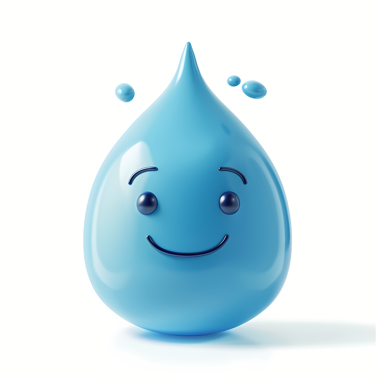 3d Cartoon,Happy Face,Water Drop