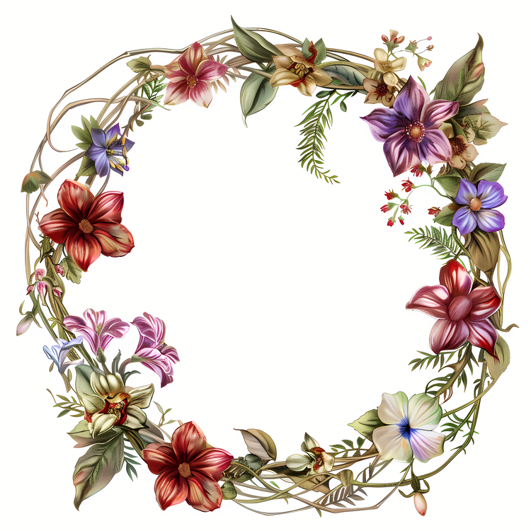 Summer Frame,Floral Wreath,Hand Painted Wreath