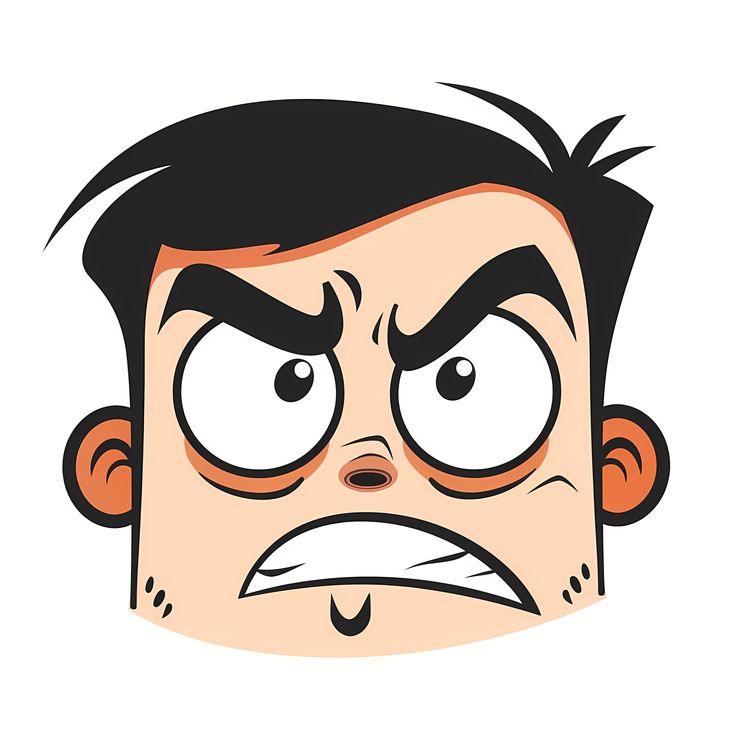 Smirking Face,Angry Face,Cartoon Character