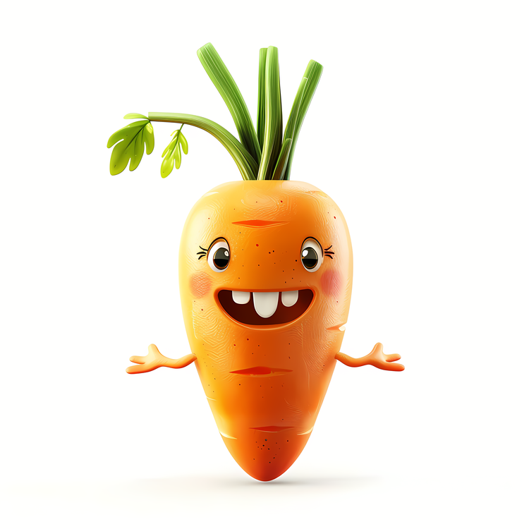3d Cartoon Vegetable,Carrot,Happy