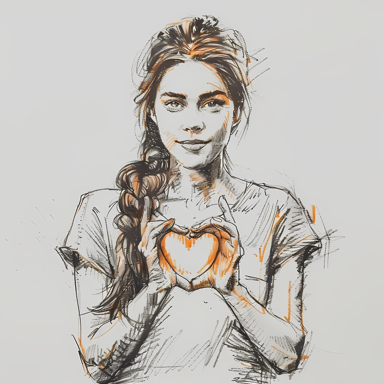 Heart Gesture,Girl With Heart,Portrait