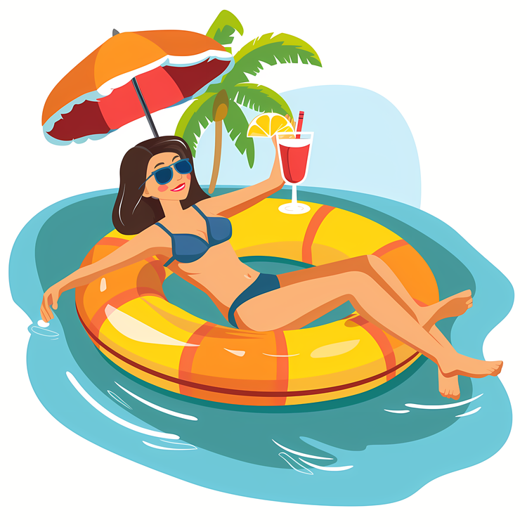 Summer Frame,Girl On Raft,Woman In Bikini