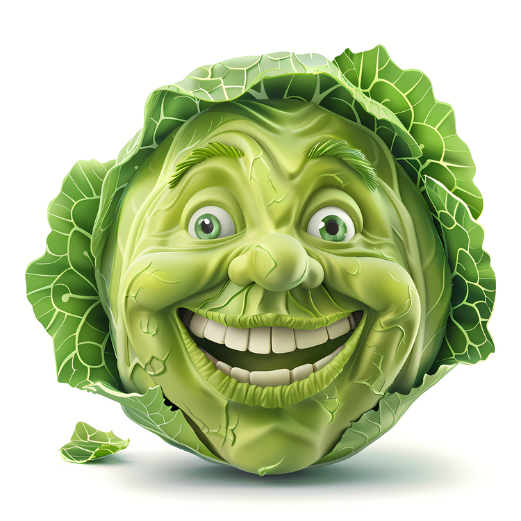 3d Cartoon Vegetable,Smiling,Green