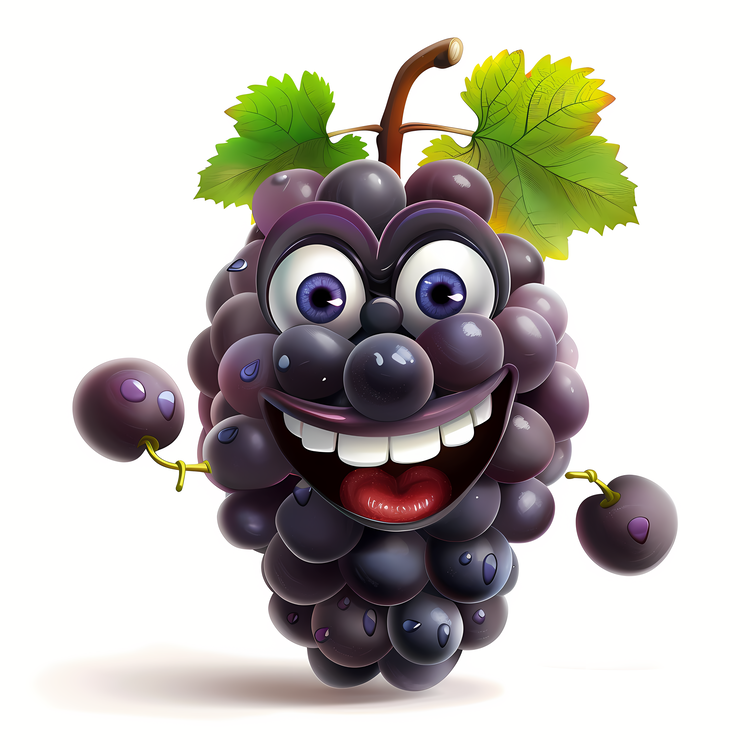 3d Cartoon Fruit,Grape,Cartoon Grape