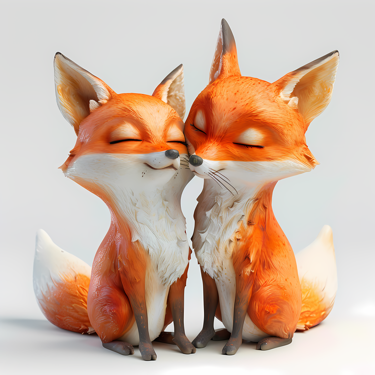 Kissing,Animal,Fox