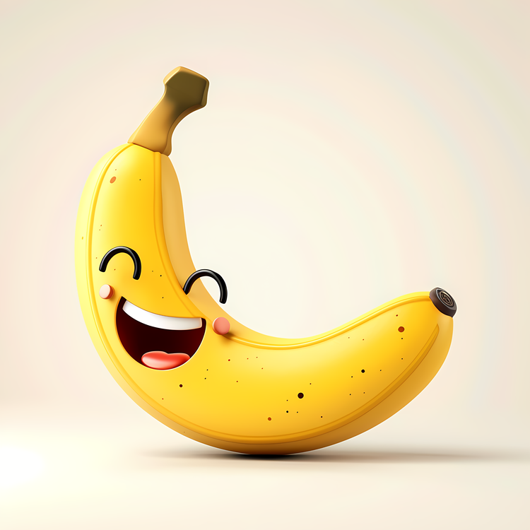 3d Cartoon Fruit,Funny Banana,Adorable Smiling Banana