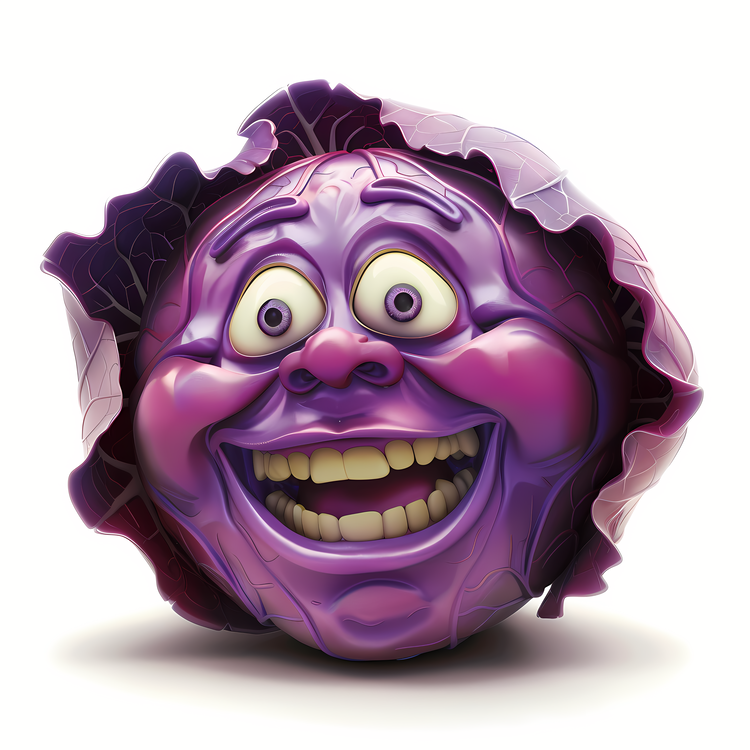 3d Cartoon Vegetable,Smiling Cabbage,Purple Vegetable