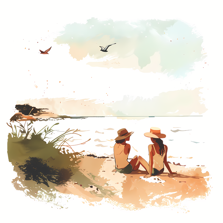 Summer Begins,Beach,Watercolor