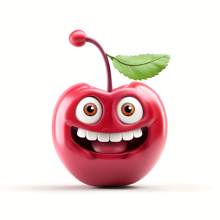 3d Cartoon Fruit,Smile,Red