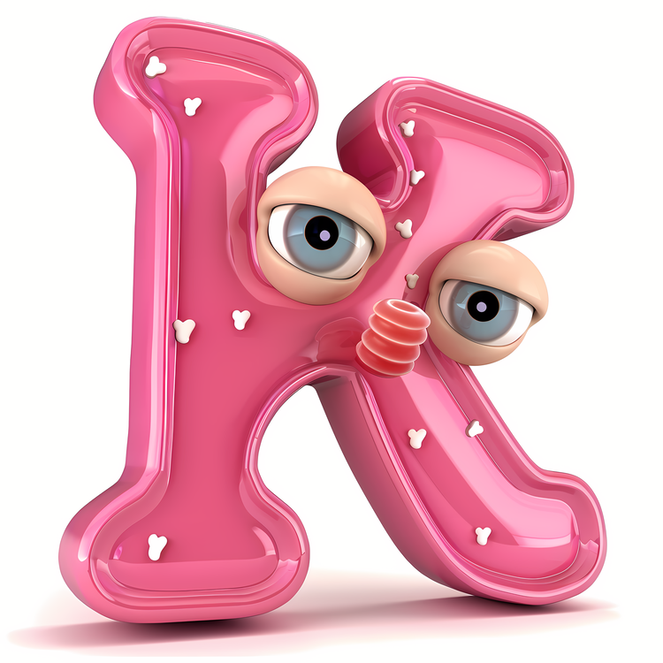 3d Cartoon Alphabet,Pink,Eyes