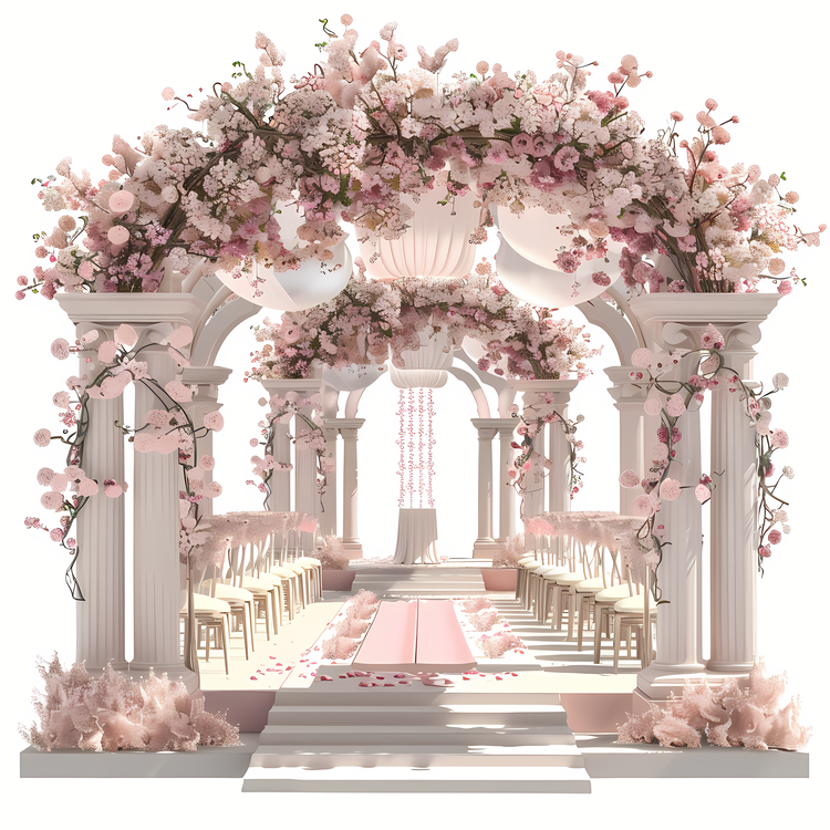 Outdoor Wedding,Wedding Arch,Pink Flowers