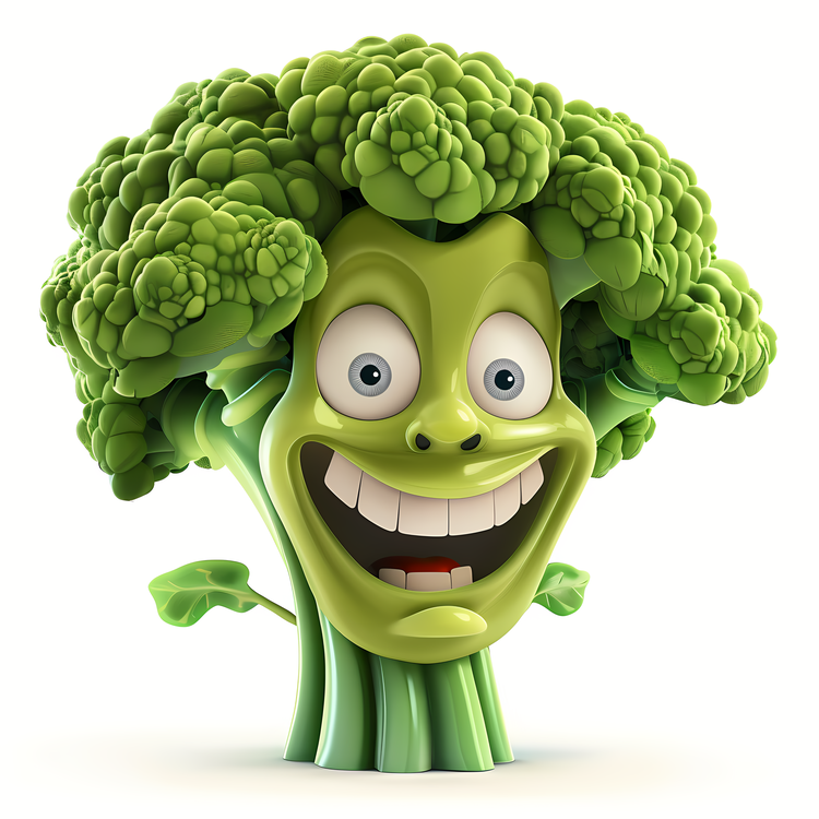 3d Cartoon Vegetable,Broccoli,Mouth
