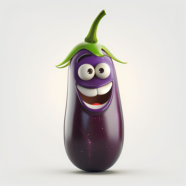 3d Cartoon Vegetable,Cartoon Purple Eggplant,Fruits