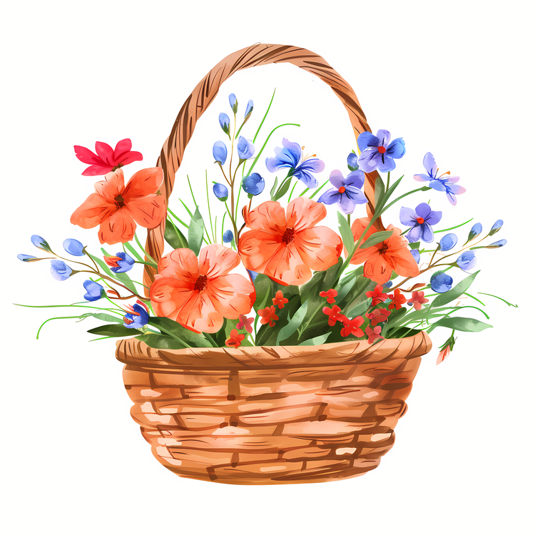 May Day,Flower Basket,Wicker Basket With Flowers
