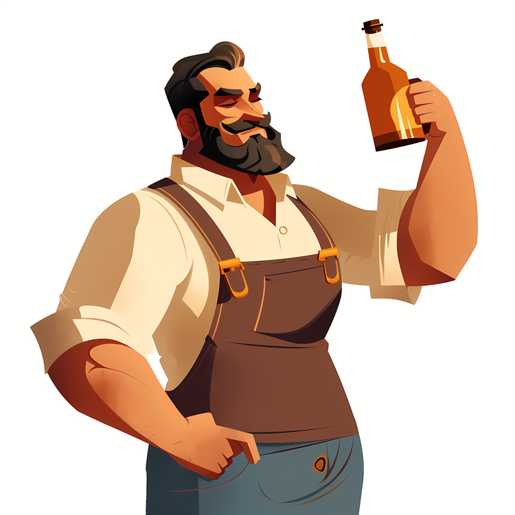 Homebrew Day,Bearded Man,Barley Malt Beer