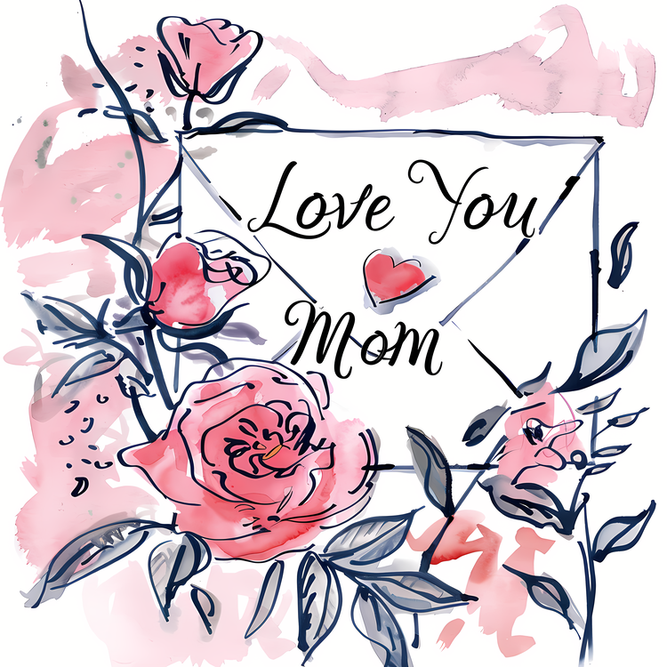Letter For Mom,Love Mom,Watercolor Painting