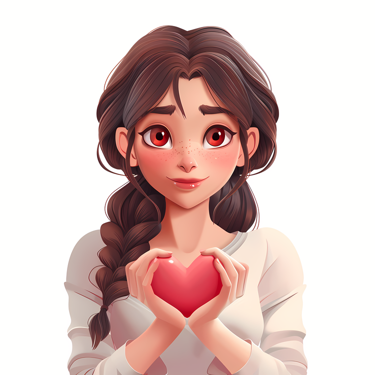 Heart Gesture,Woman Holding Heart,Woman Holding A Red Heart With Tears In Her Eyes