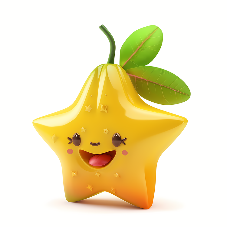 3d Cartoon Fruit,Yellow Star,Cartoon Illustration