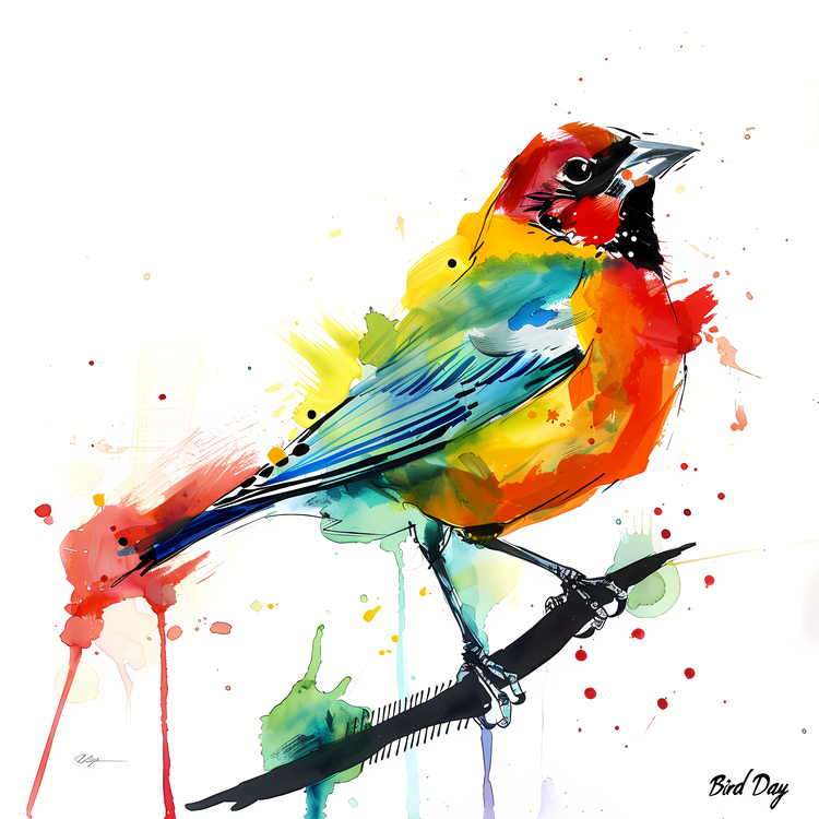 Bird Day,Painting,Watercolor