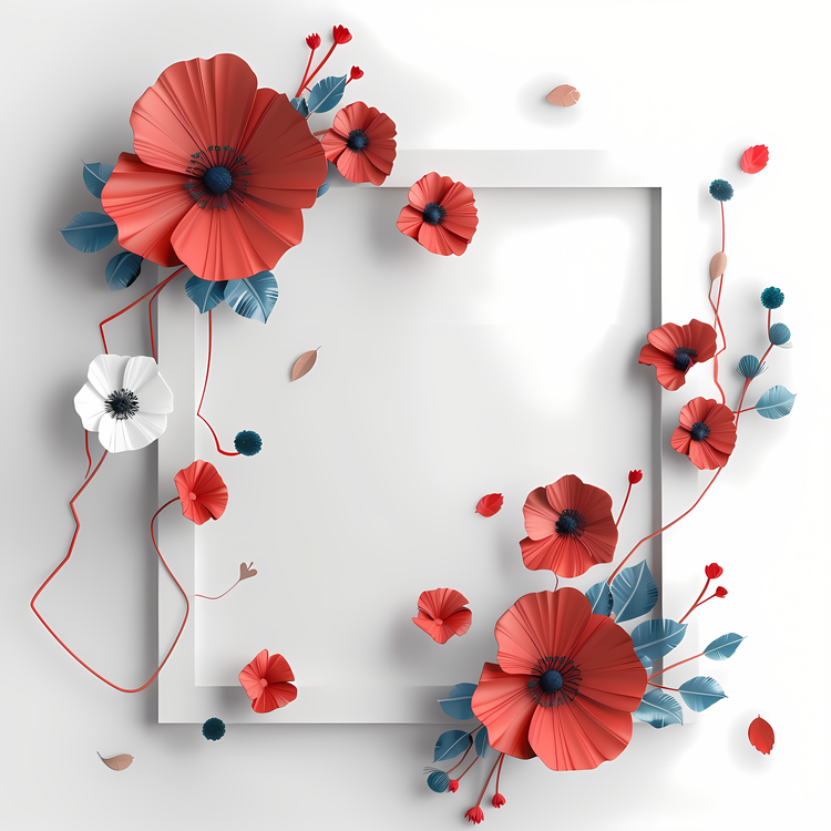 Memorial Day,Paper Flower,Red And Blue Flowers